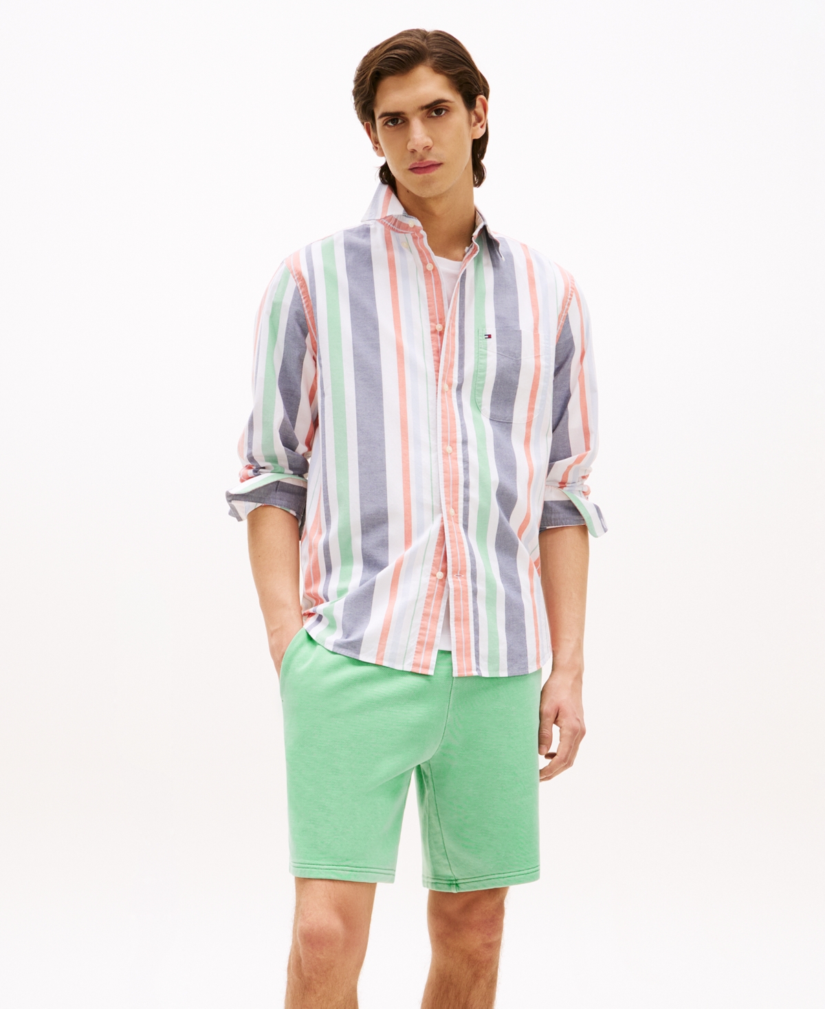 Tommy Hilfiger Men's Relaxed-fit Terry Shorts In Green