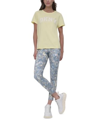 DKNY - Women's Active Rhinestone-Logo Distressed Crewneck Cotton T-Shirt