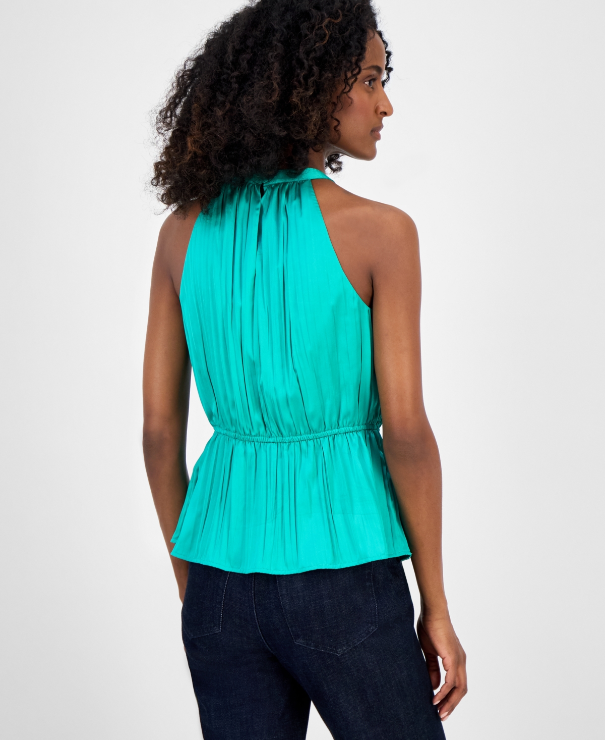 Inc International Concepts Women's Sleeveless Halter Peplum Top, Exclusively At Macy's In Green