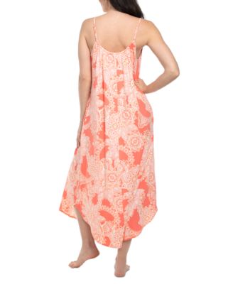 Women's Coral Printed Maxi Nightgown