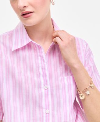 Women's Cotton Adventure Stripe Short-Sleeve Shirt, Exclusively at Macy's