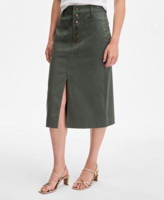 On 34th - Women's Button-Fly Midi Skirt