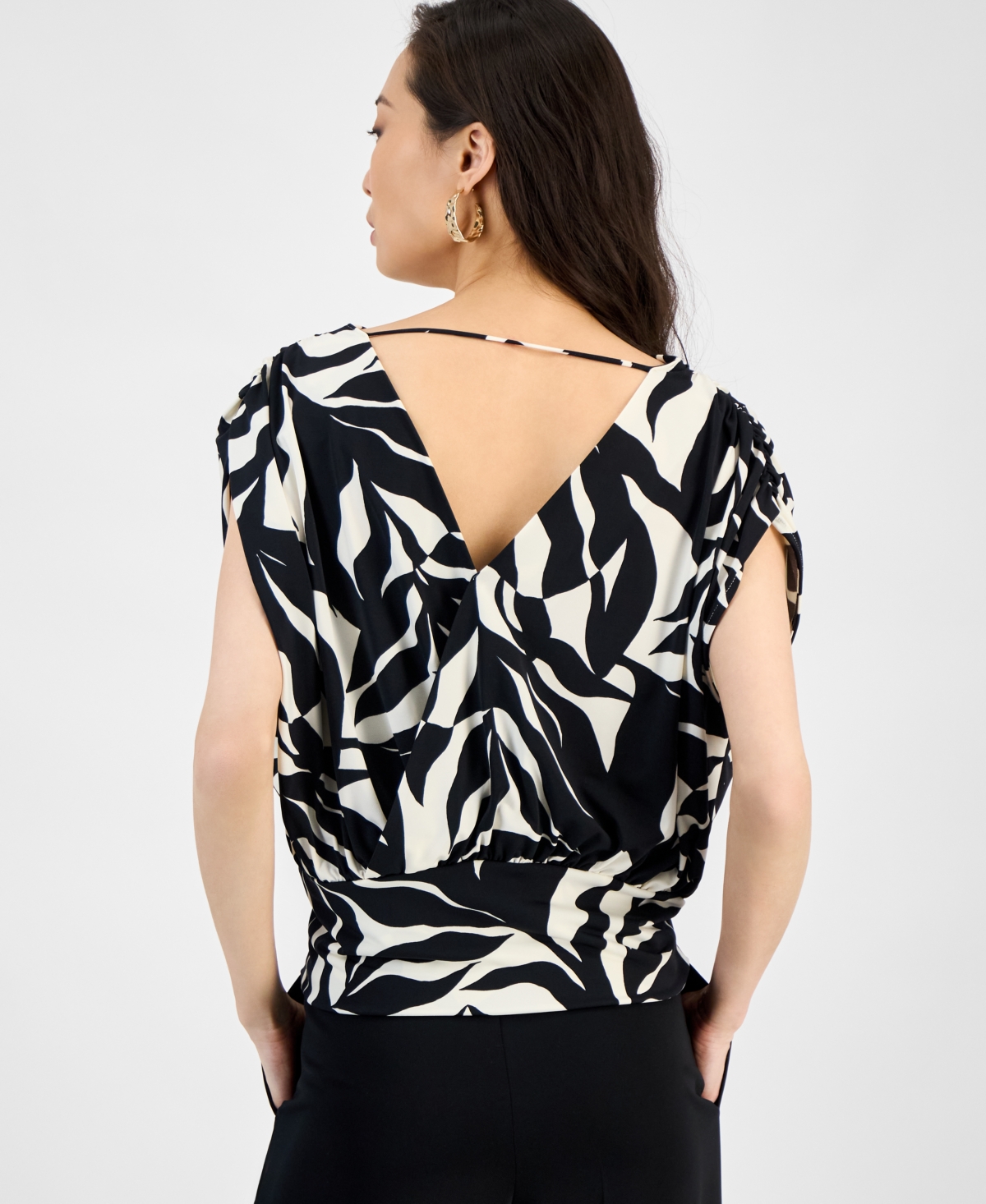 Inc International Concepts Women's Surplice V-neck Top, Exclusively At Macy's In Black