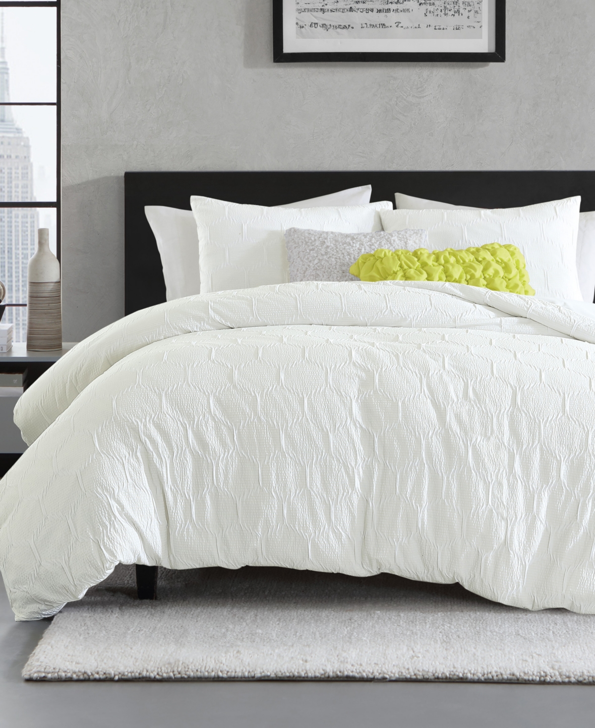 Shop Dkny Modern Hexagon 3 Piece Comforter Set, Full/queen In White