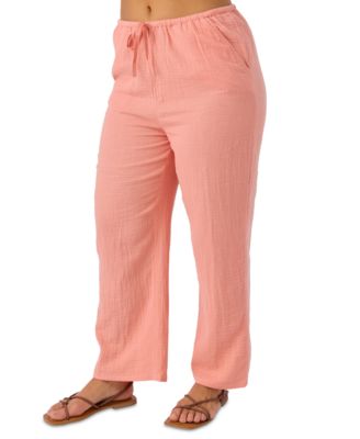 Juniors' Brenda Pull-On Cotton Crinkle Pants