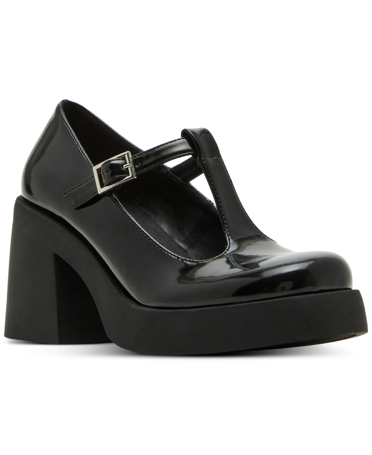 Lottie T-Strap Platform Mary-Jane Pumps - Black Box Patent