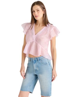 Women's Leyla V-Neck Flutter-Sleeve Top