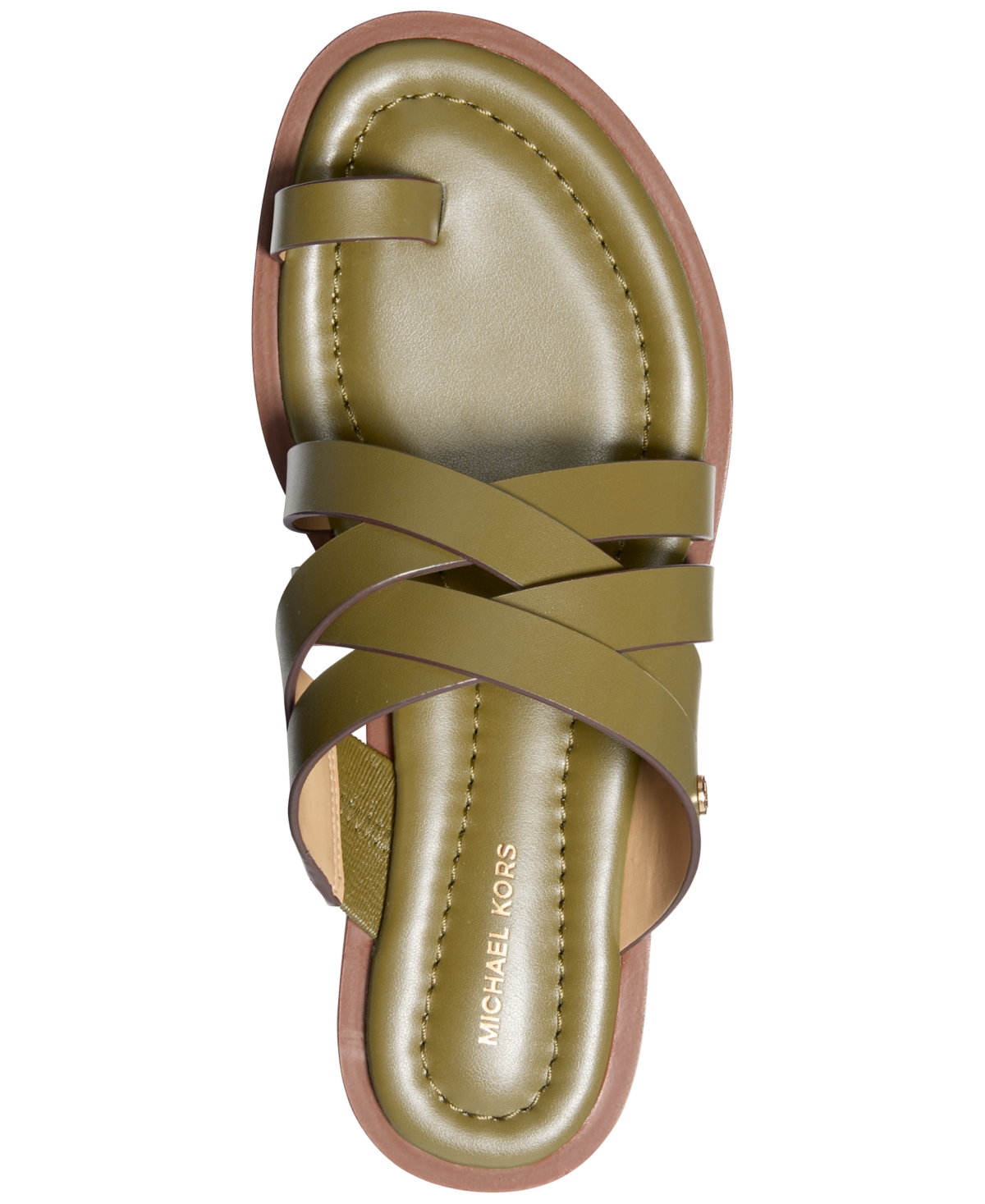 Michael Kors Nora Leather Sandal In Safari Green