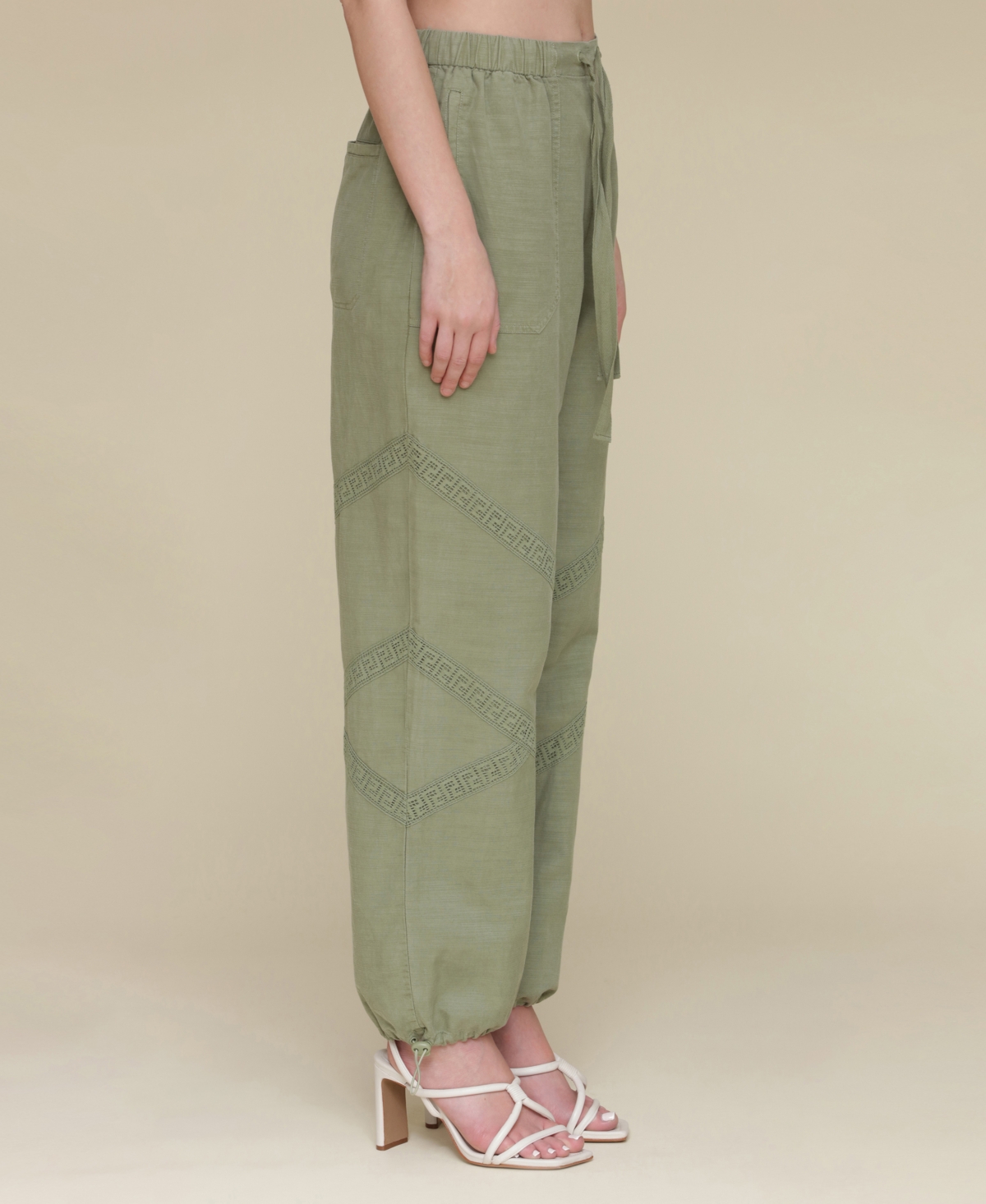 Shop Avec Les Filles Women's Crochet-trim Soft Utility Jogger Pants In Tea Tree