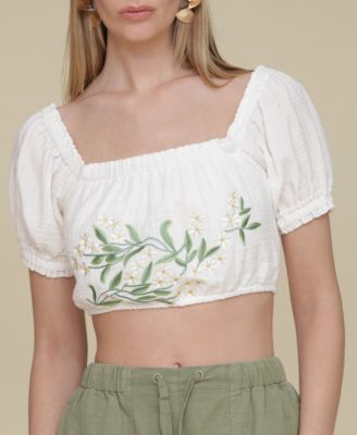 Women's Embroidered Cotton Crop Top