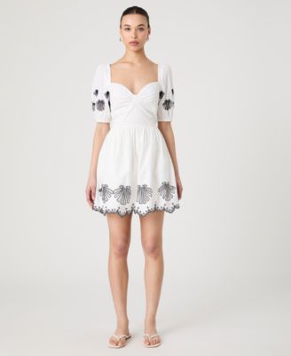 French Connection - Women's Cambria Cotton Embroidered Anglaise Dress