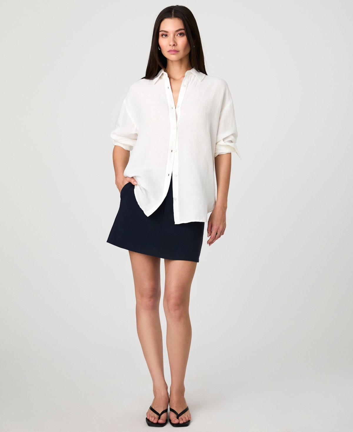 Shop French Connection Women's Birdie Oversized Shirt In Summer White