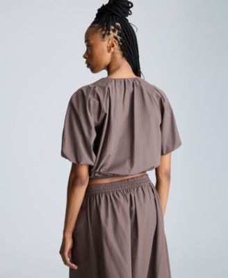 Women's Cropped Puff-Sleeve Top