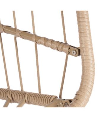 Streamdale Outdoor Garden Rattan Egg Swing Chair Hanging Chair Wood+Khaki