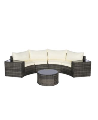 Streamdale 7-Pc Half-Moon Patio Set, Sectional Sofa & Glass Coffee Table