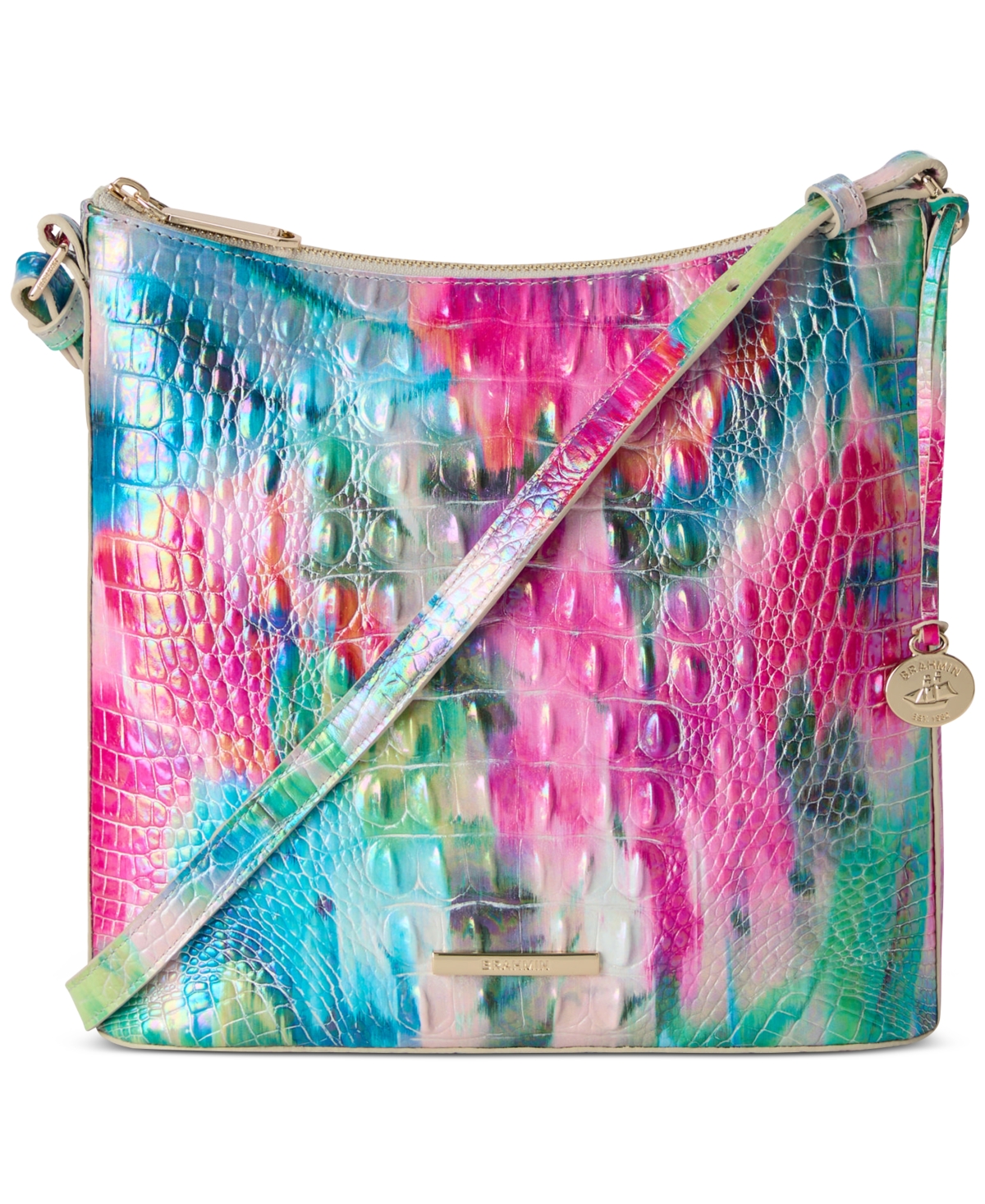 Katie Melbourne Embossed Leather Crossbody - Succulent Bloom