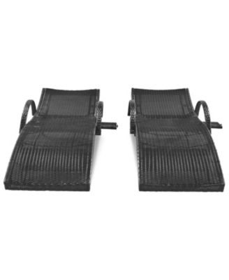 Streamdale Outdoor Wicker Chaise Lounge Set, Reclining, Adjustable, with Side Table, Black