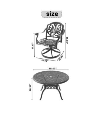 Streamdale 7-pc Cast Aluminum Dining Set, 6 Swivel Chairs, 48" Round Table, Black Frame