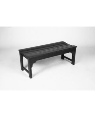 Streamdale Black, backless HDPE Adirondack bench, Wood texture, all-weather, UV protected