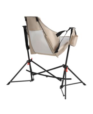 Streamdale 2x Folding Hammock Rocking Chairs, Portable, Adjustable, with Bag - Khaki