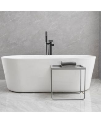 Hand Shower Brass Waterfall Floor Mount Tub Filler Single-Handle Freestanding Tub Faucet