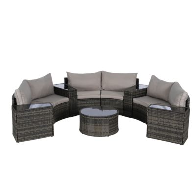 11-pc Half-Moon Patio Set, Sectional Sofa & Glass Coffee Table