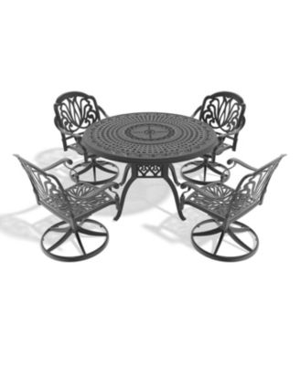 Streamdale 5-Pc Cast Aluminum Dining Set, 4 Swivel Chairs, 47" Round Table