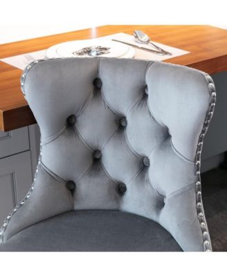 Set of 2 Adjustable Swivel Velvet Barstools with Tufted Back and Chrome Base for Kitchen Island, Home Bar & Pub