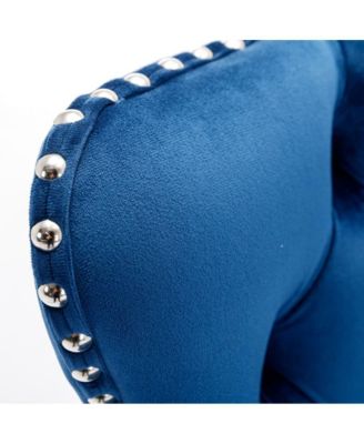 Set of 2 Adjustable Swivel Velvet Upholstered Bar Stools, Tufted, Chrome Base for Kitchen Island, Home Bar-The Pop Home