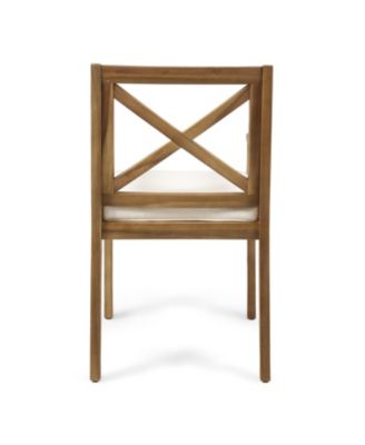 Streamdale White Cushion Patio Dining Chairs - Solid Wood, Water-Resistant