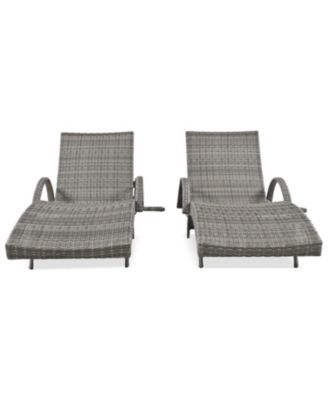 Streamdale 80" Wicker Chaise Lounge Set (2), Reclining, side table, adjustable, Grey