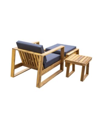 Streamdale Acacia Lounge Set, Chair & Ottoman, Patio/Balcony/Garden