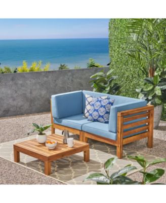 Streamdale Acacia Wood Outdoor Loveseat Set with Coffee Table