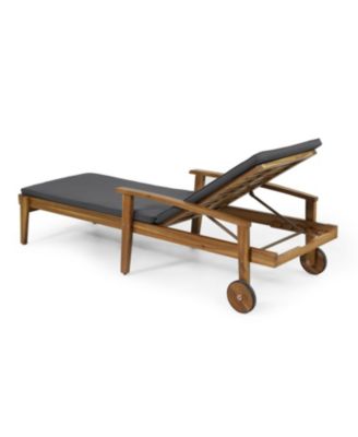 Streamdale Acacia Wood Adjustable Outdoor Chaise Lounge with Water-Resistant Cushion