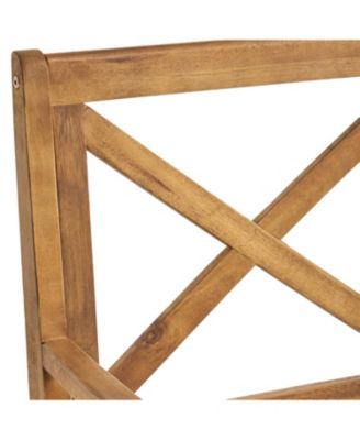 Streamdale Blue Cushion Patio Chairs - Wood Arm Dining Set (Set of 2)