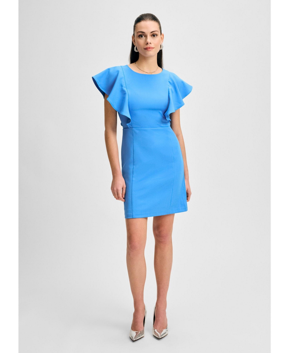 Women's Flutter Detail Mini Dress - Blue