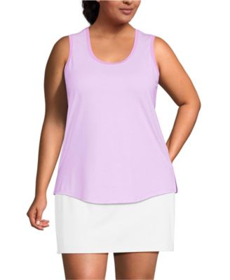 Plus Size Sleeveless Power Performance Scoop Neck Curved Hem Tunic Tank
