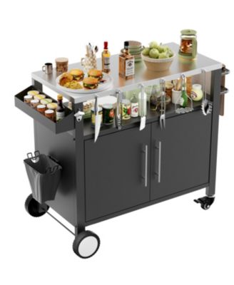 Streamdale Outdoor Grill Cart, Storage, Hooks, Spice Rack - Black