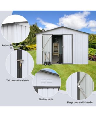 Metal Garden sheds 10ftx12ft outdoor storage sheds white+Grey