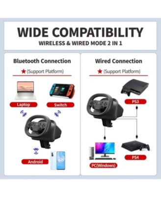 Bluetooth Wireless Gaming Racing Steering Wheel Controller For Switch PS3 PS4 ipad