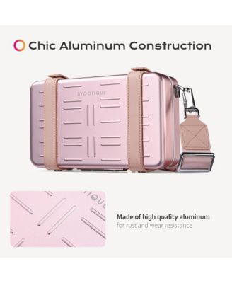 Mini Suitcase Crossbody Bag Portable Hard Shell Aluminum Cosmetic Makeup Case with Adjustable Strap Travel Handbag for Makeup Artist,Red