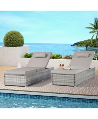 Streamdale Outdoor Chaise Lounge Set, 2 Rattan Recliners, Table, Cushions, Pool/Beach