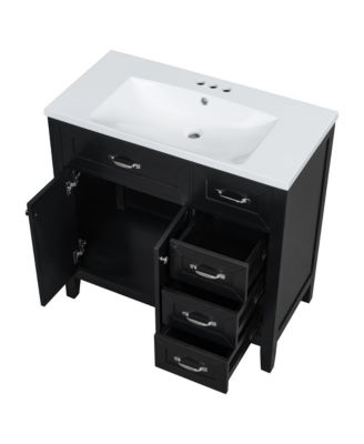 36" Bathroom Vanity with Sink Combo, Bathroom Cabinet with Drawers, Solid Frame and MDF Board
