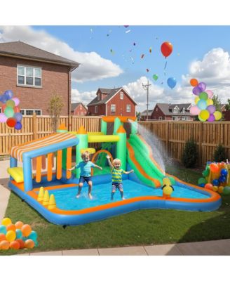 8 in 1 Inflatable Bounce House Water Slide with 550W High Power Blower