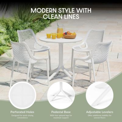 5-Piece Modern Patio Round Dining Table Set with Stackable Patio Dining Chairs