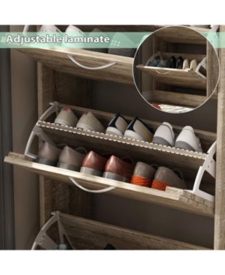 Wooden 3-Door Shoe Cabinet with Shutter Drawers and Adjustable Shelves