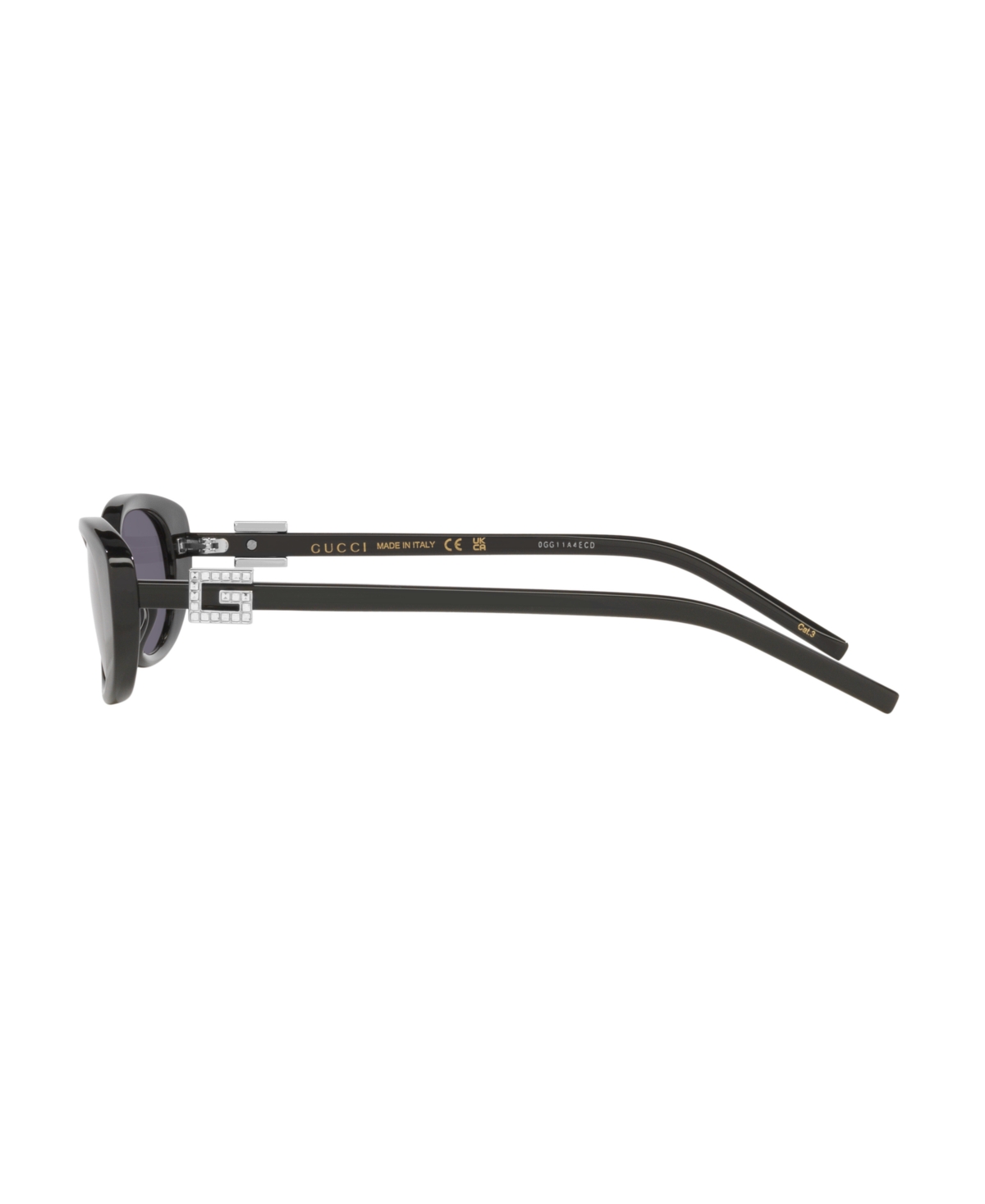 Gucci Oval-frame Sunglasses In Black Shiny