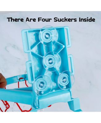 Toddler 2-in-1 Bathroom Basketball Hoop Playset with Suction Cups & Tying Straps – Mini Basketball Hoop for Bathtub & Door, Interactive Bath Toy with 3 Soft Balls