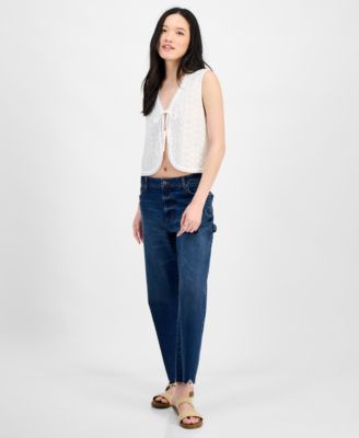 売れ筋商品|||セルフエスティーム カットソー トップス レディース Juniors' Eyelet V-Neck Tie-Front Vest Black Self Esteem Juniors' Eyelet V-Neck Tie-Front Vest - Macy's