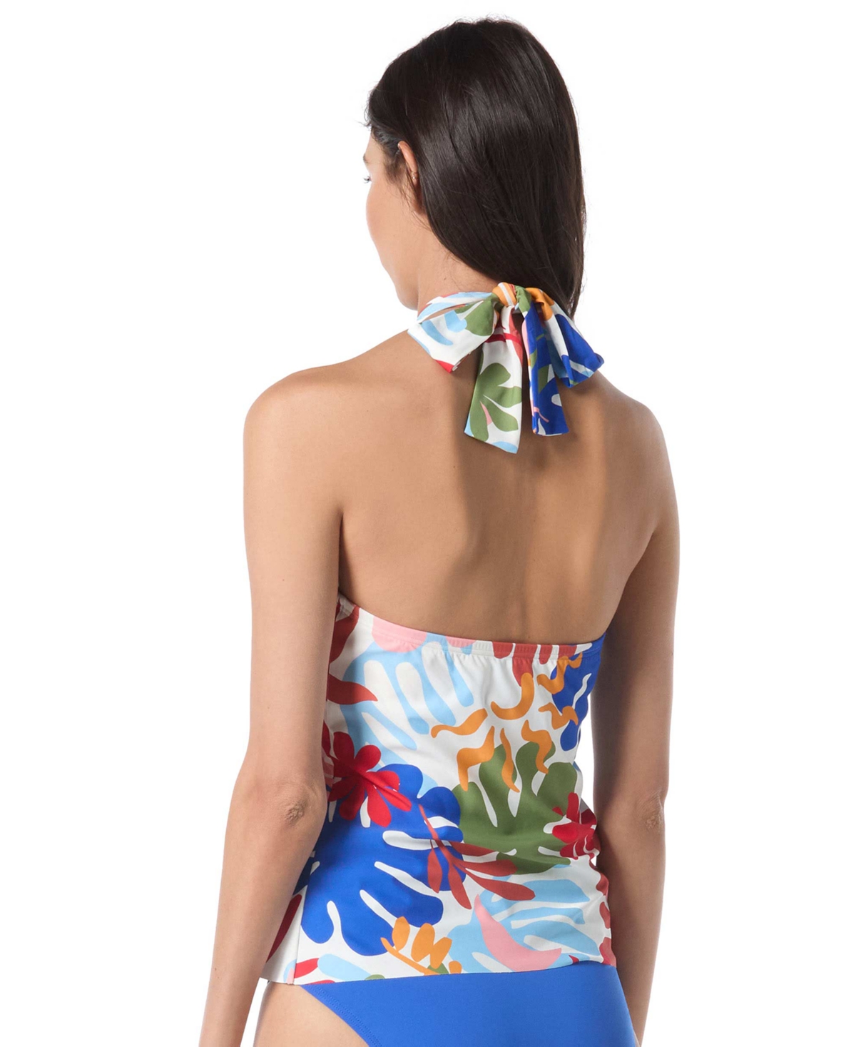 Vince Camuto Women's Printed Crossover Convertible Tankini Top In Multi